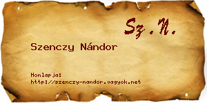 Szenczy Nándor névjegykártya