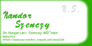 nandor szenczy business card